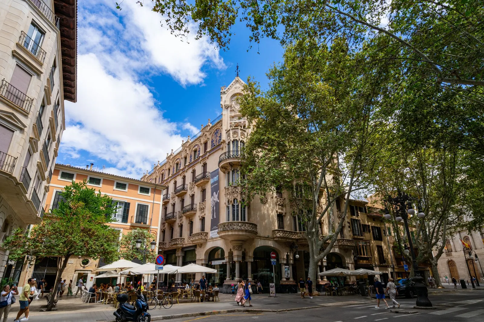 Beautiful Art Nouveau building in Palma de Mallorca during a sunny day.