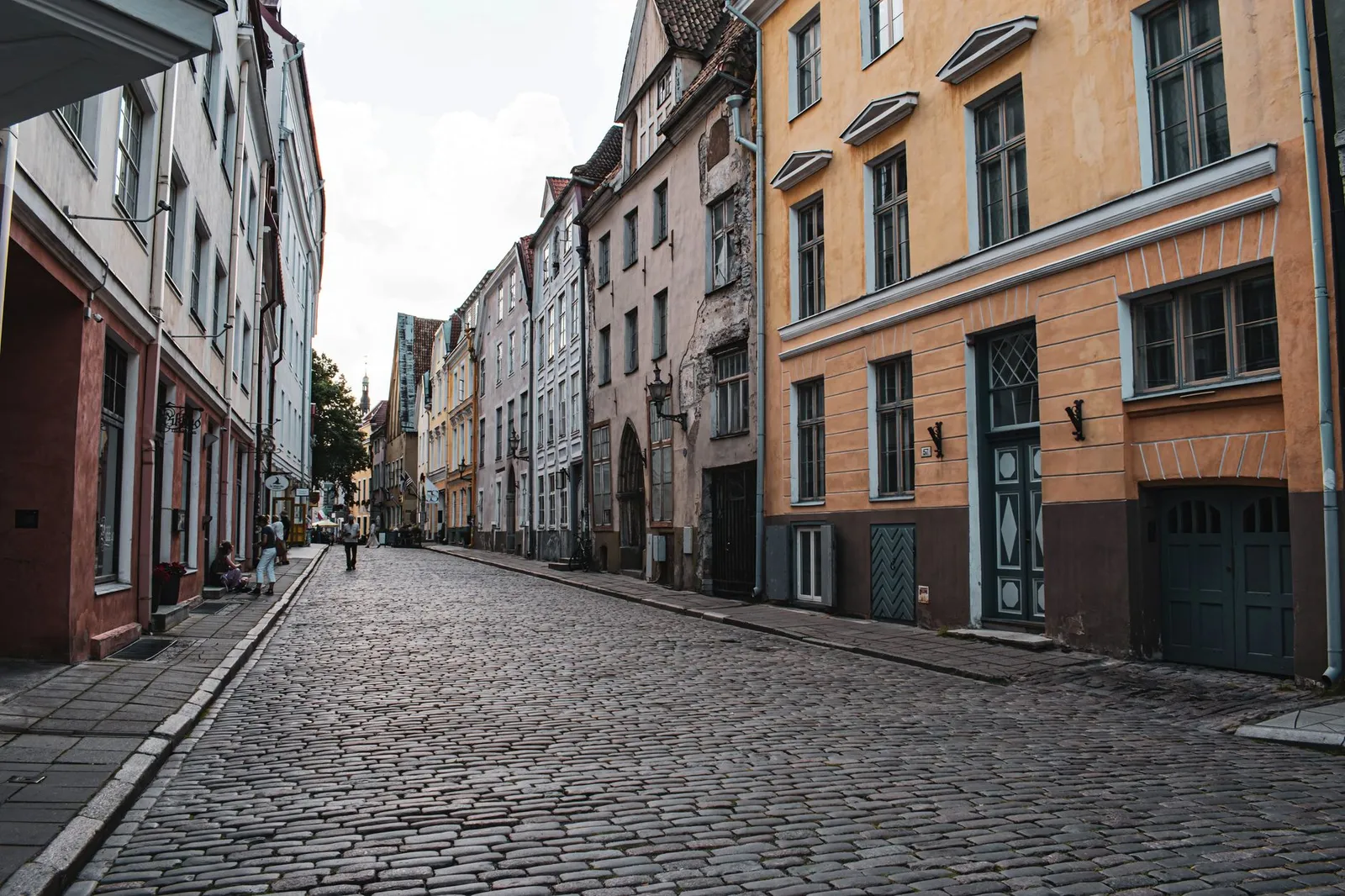 A scenic view of cobblestone streets and historic architecture in Tallinn's Old Town.